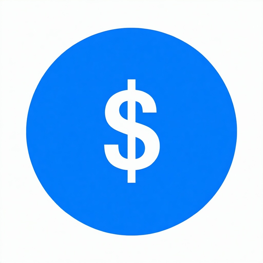 dollar icon blue minimal and round no background